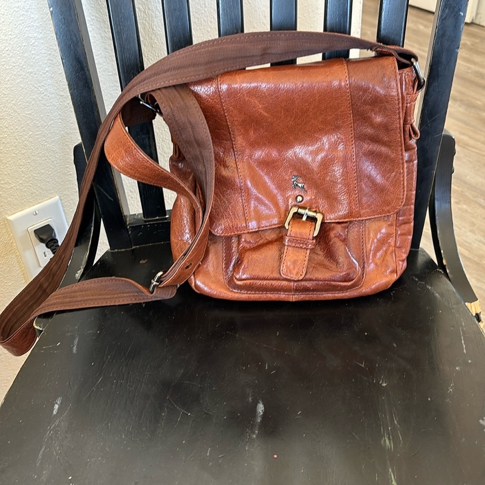💐Brown Leather Crossbody Bag with Adjustable Strap